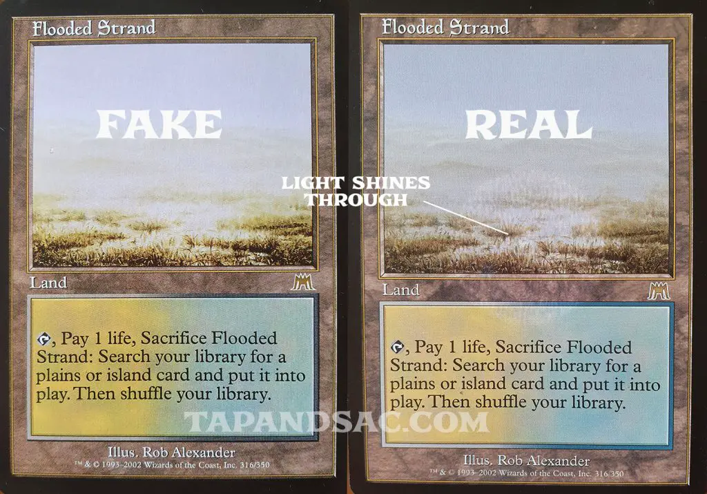 Light test for real and fake card.