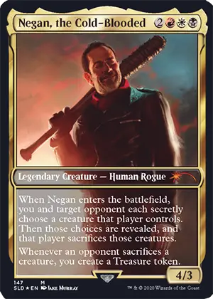 Negan, the Cold-Blooded is a crossover MTG card from The Walking Dead series