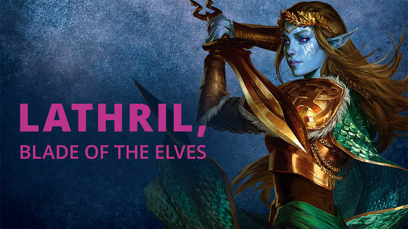Lathril Blade of the Elves is one of two Kaldheim Commander Precon decks from the set