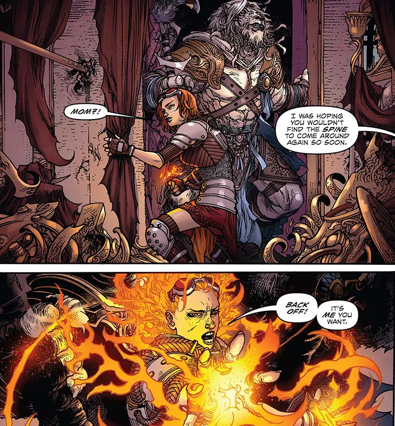Ajani Goldmane makes a guest appearance in the Chandra MTG comic book series. 