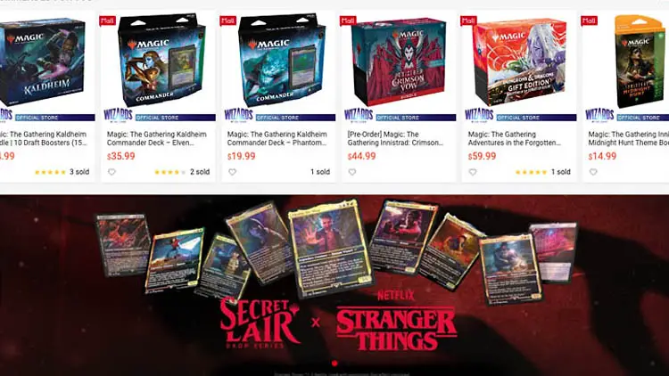 Top deals at Wizards of the Coast Shopee Mall store page