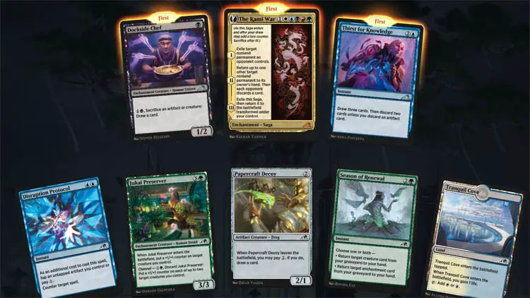 With the MTG Arena Mythic Pack, you're guaranteed a Mythic Rare from the set or a Rare or better wildcard!