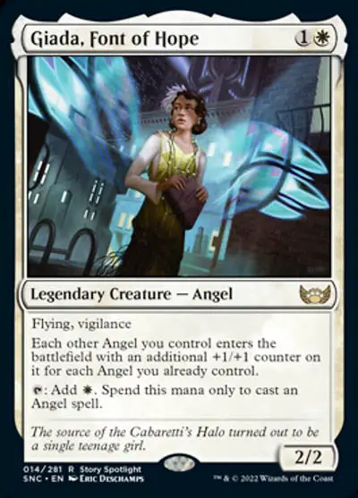 Giada, Font of Hope is a new 2-Mana angel in 2022 that has given new life to angel tribal decks, and is one of the most powerful of all time. 