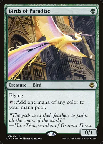 Probably the oldest card in this list, Birds of Paradise is the perfect Mana Creature and costs only 1 Mana. 