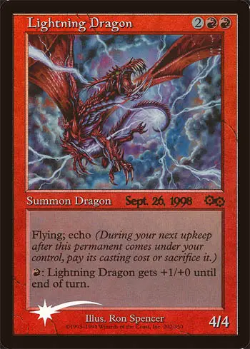 The Lightning Dragon promo prerelease card was the 1st ever foil card in Magic