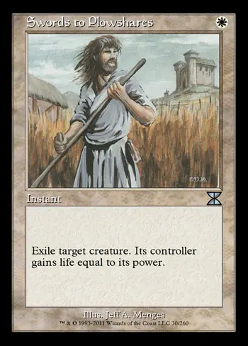 Swords to Plowshares is 1 of the top and most versatile white cards in Magic the Gathering MTG
