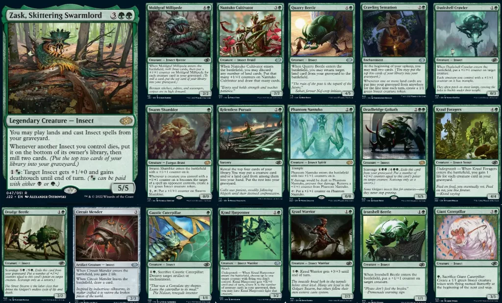 The full Insects lineup and theme packs in MTG Jumpstart 2022