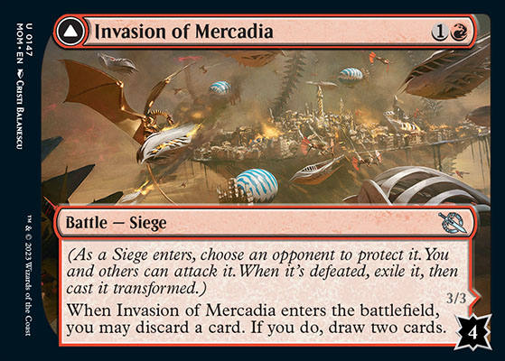 Invasion of Mercadia is a new Battle Siege card in MTG March of the Machine - exclusive preview card Tap&Sac