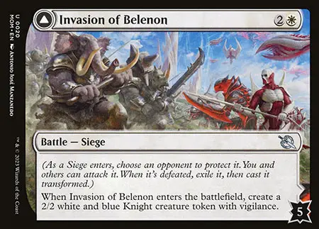 Invasion of Belenon is one of the new Battle cards in MTG March of the Machine expansion