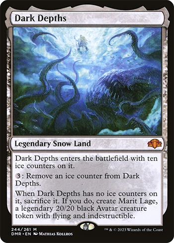 Powerful lands such as Dark Depths can be searched by the new Urza's Cave from Modern Horizons 3.