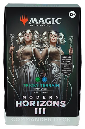 Full review of the Tricky Terrain Modern Horizons 3 precon Commander deck